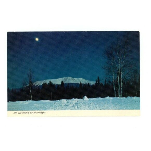 Postcard Chrome era Mount Katahdin by Moonlight arctic mountain Maine - Picture 1 of 2